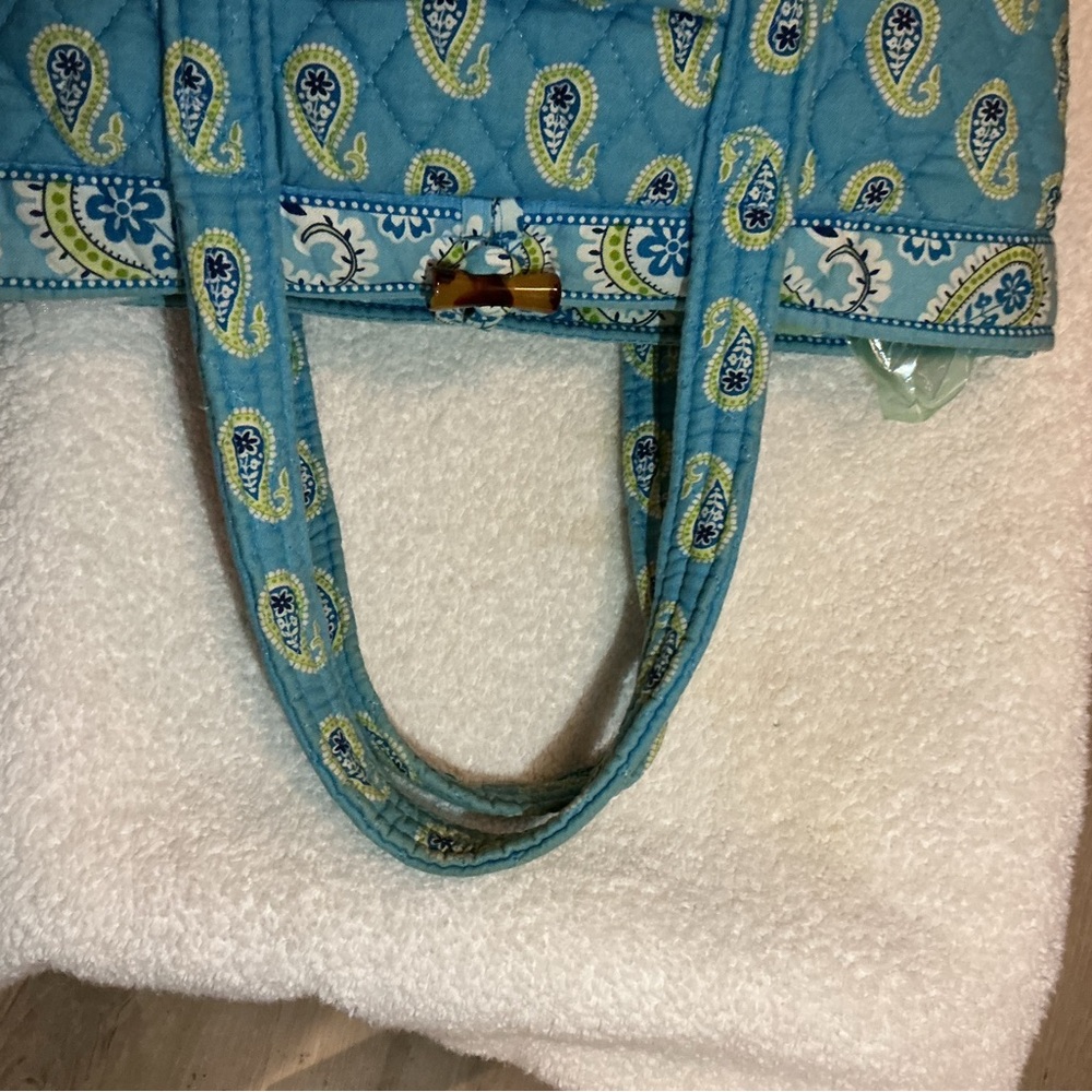 Vera Bradley Bermuda Blue Aqua Paisley Quilted Tote - Picture 11 of 11